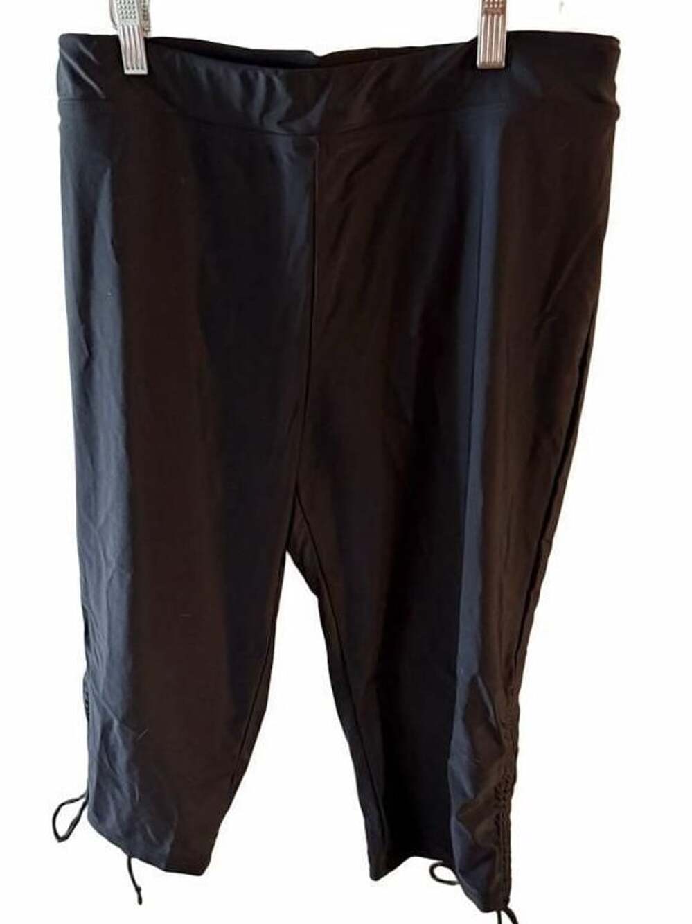 Swim Capris Pants Size XL Black Cinch Hem Pants